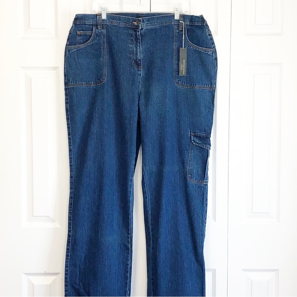 NWT Khazana Denim Y2K High Rise Straight Leg Cargo Jeans 20W - Picture 1 of 16